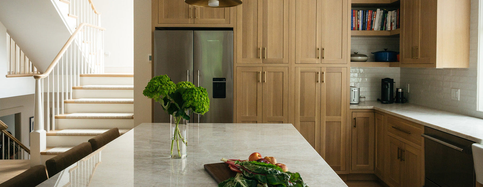 A Calming, Modern Kitchen & Bath Design in Rift-Cut White Oak