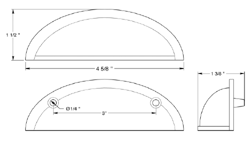 Deltana 4 1/2" Elongated Shell Pull K407