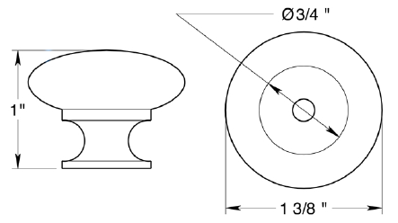 Deltana Hollow Round Knob KRH114